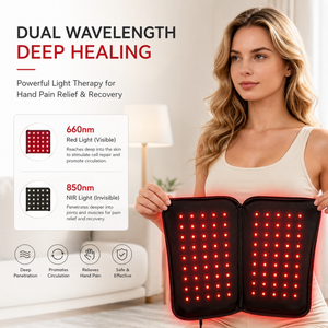 Appareil de luminothérapie rouge personnalisé IBN, LED infrarouge proche 880nm, soulagement de la douleur à la main, coussinets double face, gants pour doigts et poignets - Product Image 2