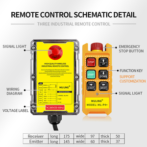 Télécommande industrielle ML-P4+ 24V pour grue de levage, 4 boutons, 868 MHz, protection automatique contre les chocs et la température, fonctionnement continu - Product Image 1