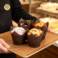 OOLIMA Moules à pâtisserie jetables en forme de tulipe, moules à muffins en papier résistants au four, boîtes de moules à cupcakes pour les boulangeries