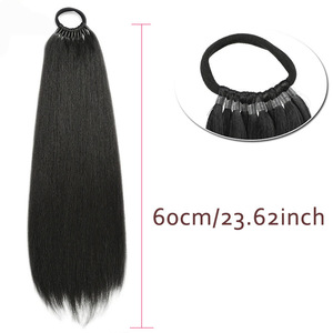 Perruque synthétique à <span class=keywords><strong>queue</strong></span> <span class=keywords><strong>de</strong></span> <span class=keywords><strong>cheval</strong></span> transfrontalière avec cheveux longs et lisses, bande élastique, lot <span class=keywords><strong>de</strong></span> 24 en 103g, modèle PY186, origine Henan - Product Image 5