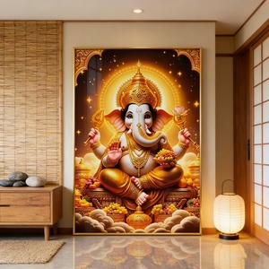 Pintura Decorativa de Pared de Porcelana de Cristal para Sala de Estar Moderna, Estatua Dorada de Elefante con LED, Personalizada al por Mayor - Product Image 6