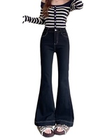 Jean slim évasé taille haute en denim stretch délavé pour femme, coupe vintage, imperméable, nouvelle collection printemps