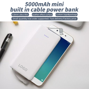 Portable Ultra Slim Power Bank 5000mah 10W Charge Built in Dual <b>Cable</b> LED <b>Display</b> Power Bank - Product Image 2