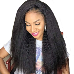 Meilleure Vente Perruques Cheveux Lisses Yaki Lace Frontales Raides Crépues 13x4 Lace Frontale Cheveux Humains Bords 4C Bouclés Couleur Naturelle - Product Image 6
