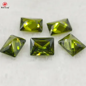Synthetic cubic zirconia peridot color stone 4*6mm-10*14mm wholesale loose gemstones for jewelry making