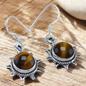 พลอยตาเสือธรรมชาติ925เงินสเตอร์ลิงต่างหูใหม่ขายส่งราคาเงินดีเครื่องประดับสำหรับงานเลี้ยงครบรอบการหมั้น - Product Image 1