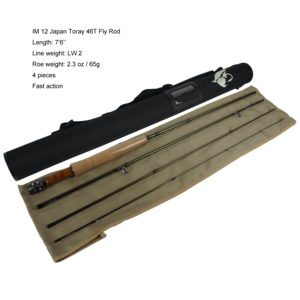 Canne à pêche à la mouche portable courte 7'6'' 8'0'' 8'6'' en fibre de carbone, action moyenne rapide, canne à mouche personnalisée OEM - Product Image 2