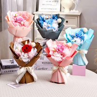 Nieuwe aanwinst Valentijnsdag Moederdag Kerstcadeau Handgemaakte Ge conserveerde Bloem Eeuwige Roos Bouquet Vierkante Doos Fabrieksprijs