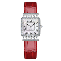 Nouvelle Arrivée Montre Femme à Quartz Cadran Carré en Nacre et Cristal, Ensemble de Bijoux Tendance Luxe Abordable, Breloque en Cuir Incrustée de Diamants