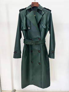 Disponibile: Cappotto <span class=keywords><strong>Trench</strong></span> Donna in Ecopelle <span class=keywords><strong>Verde</strong></span> Moda 2026, Lungo, Doppiopetto con Cintura, Giacca Elegante Invernale - Product Image 3