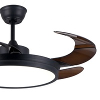 Ventilateur de plafond intelligent LED rétractable et invisible avec lames cachées de 42 pouces, lumière et télécommande