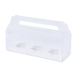 Caixa de plástico transparente portátil para bolo, suporte para cupcake, mousse, assadeira, pacote de muffins com alça, novidade