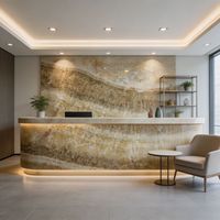 Dalle de marbre pour lavabo de salle de bain, design de comptoir, mobilier de maison, table à manger en pierre polie de luxe, veinage naturel unique pour villa