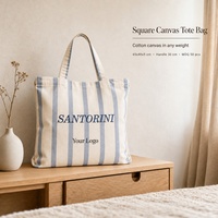 Sac fourre-tout en toile naturelle personnalisé avec logo, poignée longue et imprimé rayé pour la publicité, commande en gros d'usine OEM