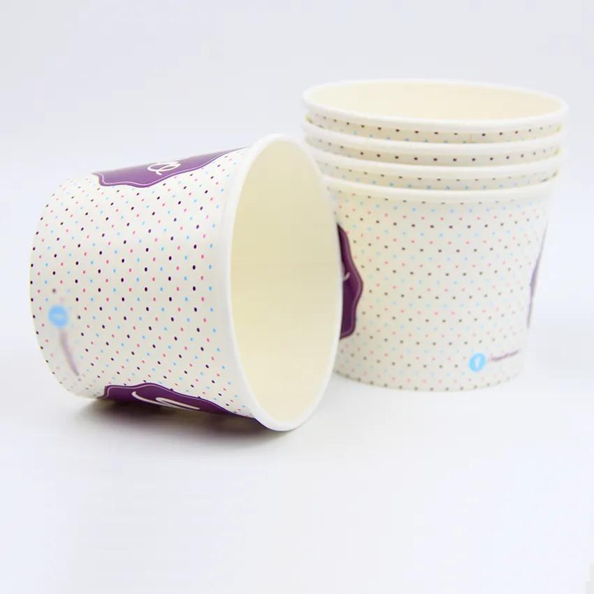 Экологичный пищевой одноразовый индивидуальный дизайн, бумажный стаканчик для йогурта, Мороженая, контейнер с пластиковыми крышками