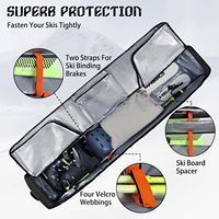 Sac à skis à roulettes 600D Oxford imperméable pliable avec rembourrage de 10 mm, convient à 2 skis de 175/190 cm