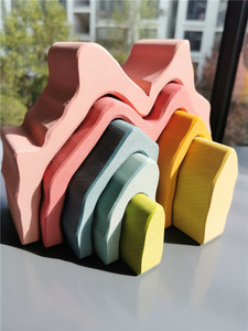 Gỗ Núi Lửa San Hô Sóng Biển Trái Đất Cầu Vồng Xếp Chồng Khối Đồ Chơi Bằng Gỗ Cây Ô Tô Nhà Xây Dựng - Product Image 3