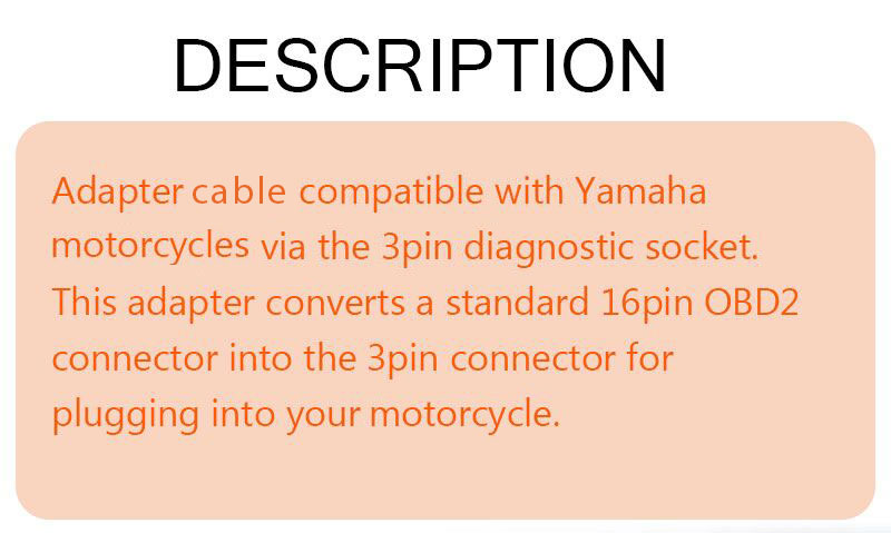OBD2 Connector 3Pin to OBD2 16Pin Diagnostic Adapter Cable  For Yamaha Motorcycle