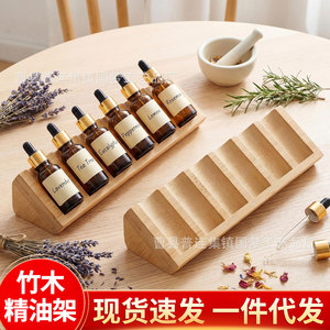 Organizador de aceites esenciales de madera maciza con 6 compartimentos, organizador de almacenamiento de bambú para exhibir aceites esenciales, organizador de escritorio - Product Image 2