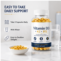 OEM ODM Marque Privée Complexe Vitamine D3 K2 B12 60 Capsules Santé Osseuse Soutien Immunitaire Complément Alimentaire Vente en Gros
