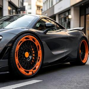 Nouvelles jantes forgées Beadlock en alliage personnalisées GS, design noir brillant et orange fraisé, 20x9J 22x10J 5x120 5x112 pour McLaren Fab Camino - Product Image 3