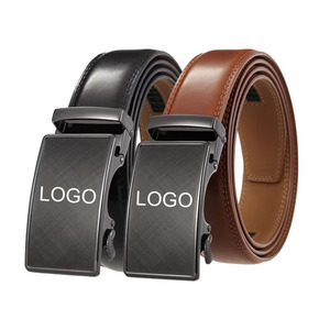Cinto de Couro Formal em Couro Bovino com Fivela Automática em Liga e Inserção de Borracha, Design de Duas Camadas - Product Image 1