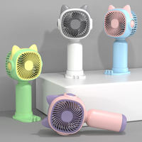 Ventilateur portable multifonction rechargeable par USB, mini, en plastique, avec support pour téléphone, idéal pour le camping, la voiture, le camping-car, l'extérieur, l'hôtel, en anglais