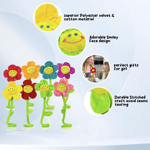 Jouets pour enfants en peluche fleur visages heureux coloré doux tiges pliables tournesol jouet enfants <span class=keywords><strong>anniversaire</strong></span> cadeau décors - Product Image 4
