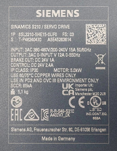6SL32105HE150UF0 6SL3210-5HE15-0UF0 ไดรฟ์ S210 5kW 3 เฟส 380-480V คอนโทรลเลอร์ - Product Image 1