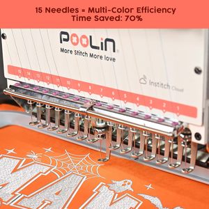 เครื่องปักผ้าเชิงพาณิชย์ PooLin EOM 15 เข็ม พื้นที่ปักขนาดใหญ่ 240*360 มม. ความเร็ว 1000 จุดต่อนาที หน้าจอสัมผัส 9 นิ้ว รองรับ USB และ WiFi เหมาะสำหรับผู้เริ่มต้น - Product Image 2