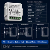 Module d'interrupteur intelligent WiFi Zigbee Mvava 16A 1-4 voies sans neutre, compatible Tuya, Apple HomeKit, Alexa, certifié CE, CB, GCC