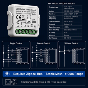 Módulo <span class=keywords><strong>de</strong></span> Interruptor Inteligente WiFi Zigbee Mvava 16A 1-4 Canales Sin Neutro, Compatible con Tuya, <span class=keywords><strong>Apple</strong></span> HomeKit, <span class=keywords><strong>Alexa</strong></span>, Certificado CE, CB, GCC - Product Image 4