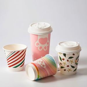 Recyclable Double Wall Custom Logo Waterproof <b>Coffee</b> <b>Cup</b> with Thickened Kraft Paper Lid for Hot/Cold Drinks Takeaway - Product Image 1