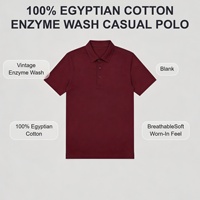 Polo décontracté pour homme en jersey 100% coton égyptien, lavage enzymatique vintage, avec logo personnalisé