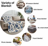 Selimut Flanel Fleece untuk Sofa Tempat Tidur, Motif Bunga Vintage Musim Semi, Selimut Botani Nyaman dan Lembut untuk Dewasa Wanita