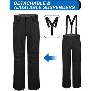 Pantalon de ski isolé pour homme, imperméable, coupe-vent, doublure polaire, guêtres de protection pour bottes, vêtements d'hiver pour la neige - Product Image 3