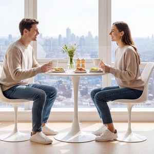 <span class=keywords><strong>Table</strong></span> <span class=keywords><strong>de</strong></span> salle à manger moderne, <span class=keywords><strong>table</strong></span> Tulip ronde avec plateau épaissi et base sur pied pour salon, café, bistrot, appartement - Product Image 3