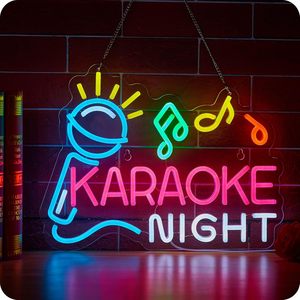 Karaoke Night Letreros Neon LED indoor hanging ambient light shop <b>sign</b> wall decoration light entrance indicator light Customized - Product Image 1