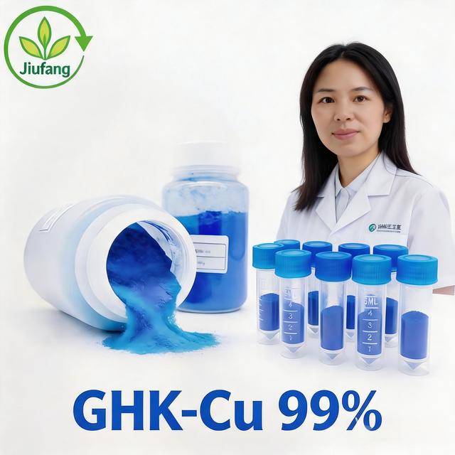 Hot Selling Cosmetic Grade Herbal Extract GHK-Cu Copper Peptide 99% Freeze Dried Powder for Face Mask