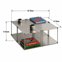 Table basse modulaire en acier inoxydable avec finition tréfilée argentée, style simplicité moderne, meuble de sol, rangement latéral empilable pour salon