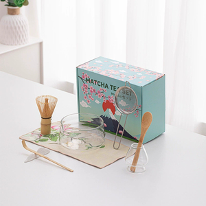 Ensembles de Matcha en Verre Martelé Transparent, Chawan Rond, Support pour Chasen, Fouet à Thé en Bambou, Cadeau pour les Amateurs de <span class=keywords><strong>Culture</strong></span> <span class=keywords><strong>du</strong></span> Thé Traditionnel - Product Image 3