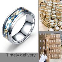 Bague en titane en acier inoxydable plaqué or 18 carats à motif de dragon rétro à la mode bijoux neutres à la mode avec un style durable