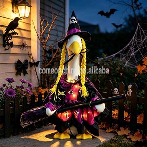 Disfraz de Bruja para Ganso de Porche de Halloween, para Jardín o Patio Exterior, Estatua de Ganso de Porche de 23 Pulgadas con Traje Decorativo - Product Image 3