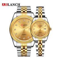 Montres de luxe ARLANCH 304 pour femmes, mode or, étanches, calendrier, quartz, montres pour hommes et femmes, montres de couple