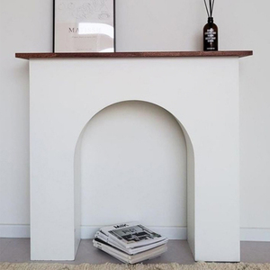 <span class=keywords><strong>Meuble</strong></span> mural <span class=keywords><strong>console</strong></span> durable en bois massif de style nordique moderne avec panneau arqué pour cheminée, idéal pour salon, <span class=keywords><strong>chambre</strong></span> et hôtel - Product Image 4