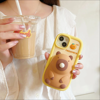 Mignon Capybara Coup Bulles Silicone Mobile Téléphone étui pour iphone 16 15 14 13 12 11 Pro Max Personnalisé Dessin Animé Antichoc Couverture Arrière