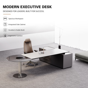 Table de bureau moderne avec armoire latérale, solution de rangement pour bureau de direction, PDG, <span class=keywords><strong>directeur</strong></span> général, salle de bureau, OEM ODM disponible - Product Image 2