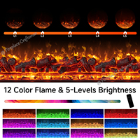 Meuble TV électrique avec foyer LED de 79 pouces, console multimédia moderne de luxe avec insert de foyer LED à 12 couleurs