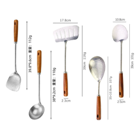 Ensemble de cuisine 5 pièces en titane pur, durable, sûr et résistant aux hautes températures, comprenant Spatule, Louche, Écumoire, Cuillère, finition poli cristal nacré