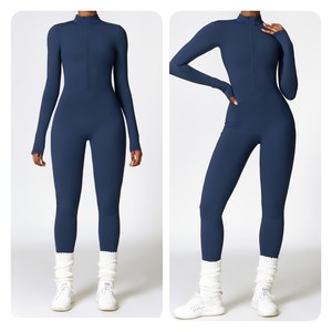 Damen Half Zip Winter Active wear Bodysuit <span class=keywords><strong>Fleece</strong></span> Futter Langarm Sport Spiel anzug Fitness <span class=keywords><strong>One</strong></span> <span class=keywords><strong>Piece</strong></span> Yoga Jumps uit - Product Image 6